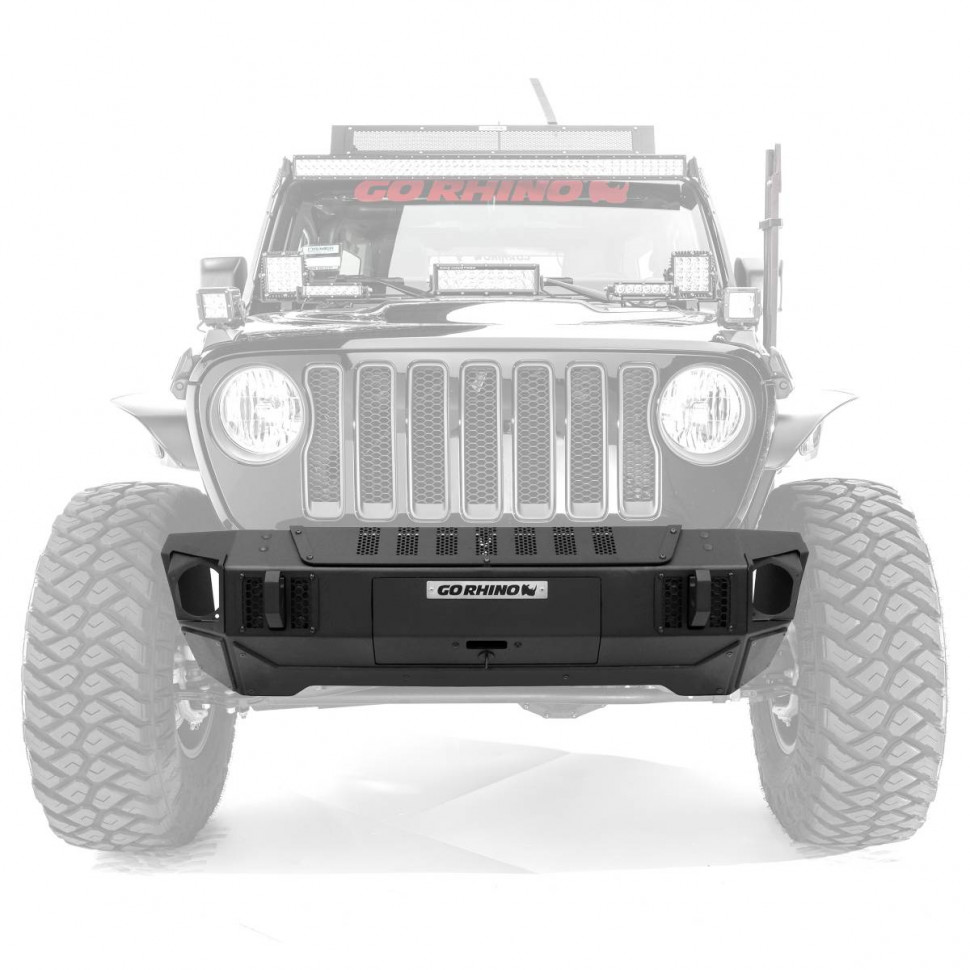 Передний бампер под лебедку Jeep Gladiator JT/Wrangler JK/JL 07-23 Trailline Stubby Go Rhino 230111T