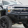 Передний бампер с центральной дугой Black Steel Elite Chevrolet Silverado 2500/3500 15-19 Fab Fours CH14-Q3062-1