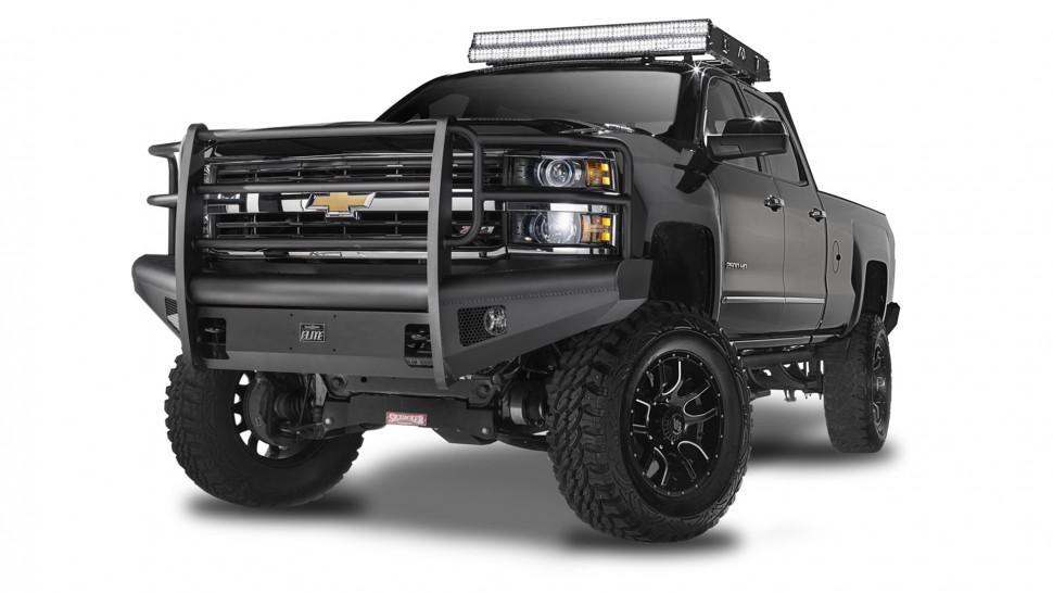 Передний бампер с защитной дугой Black Steel Elite Chevrolet Silverado 2500/3500 07-10 Fab Fours CH08-Q2060-1