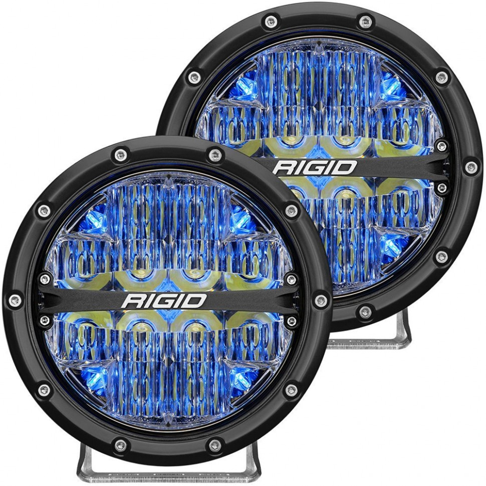 Дополнительные led фары 6" Водительский свет синяя подсветка (пара) 360-Series Rigid Industries 36207