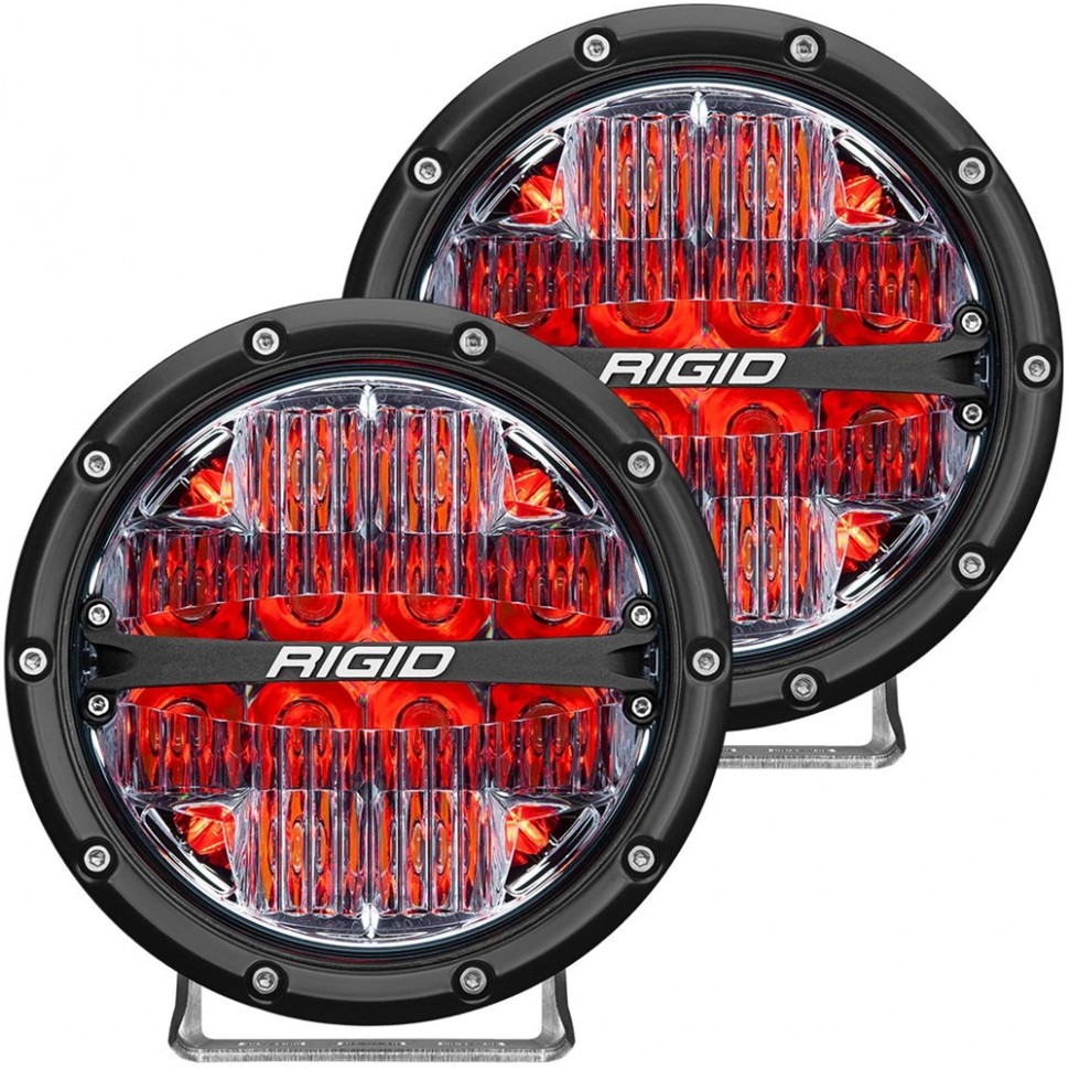 Дополнительные led фары 6" Водительский свет красная подсветка (пара) 360-Series Rigid Industries 36205