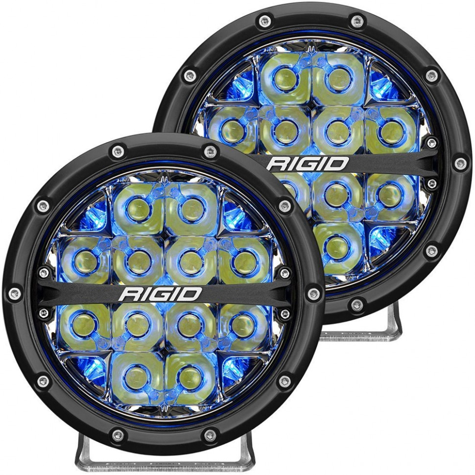 Дополнительные led фары 6" Дальний свет синяя подсветка (пара) 360-Series Rigid Industries 36202