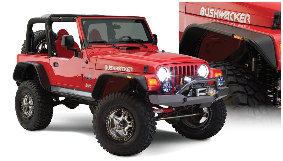 Расширители колесных арок Jeep Wrangler TJ 00-06 к-кт 4 шт. Flat Bushwacker 10920-07
