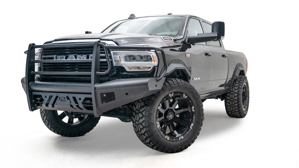 Передний бампер с защитной дугой Black Steel Elite Dodge Ram 2500/3500/4500/5500 19-22 Fab Fours DR19-Q4460-1