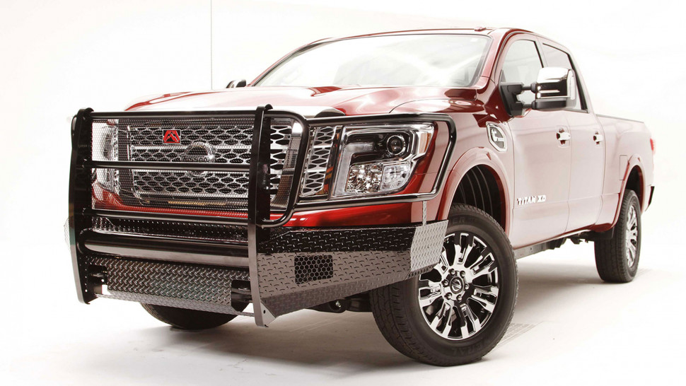 Передний бампер с защитной дугой Black Steel Elite Nissan Titan XD 16-22 Fab Fours NT16-K3760-1