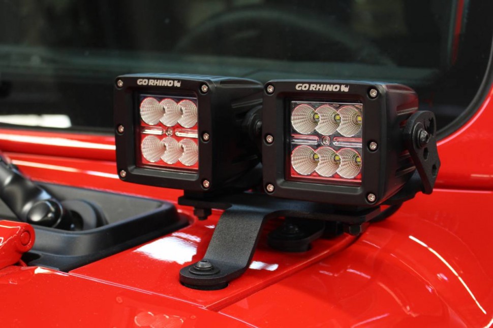 Комплект креплений светодиодной оптики на капот 3" Jeep Gladiator JT/Wrangler JL 18-23 Go Rhino 730230T