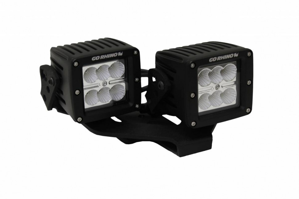 Комплект креплений светодиодной оптики на капот 3" Jeep Gladiator JT/Wrangler JL 18-23 Go Rhino 732231T